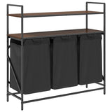 Laundry Basket 3 Compartments with Shelves Brown Oak 859084