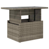 Garden Table with Glass Top Grey 100x55x73 cm Poly Rattan 366121