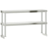 Kitchen Work Table with Overshelf 110x30x150 cm Stainless Steel 3208905