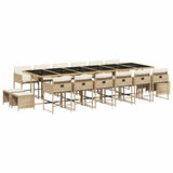 17 Piece Garden Dining Set with Cushions Beige Poly Rattan 3211366