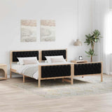 Bed Frame with Headboard Black 200 x 200 cm Solid Pine Wood 3394270