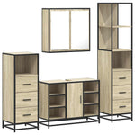4 Piece Bathroom Furniture Set Sonoma Oak Engineered Wood 3301271