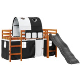 Kids' Loft Bed with Tunnel White&Black 80x200 cm Solid Wood Pine 3309098