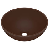 Luxury Bathroom Basin Round Matt Dark Brown 32.5x14 cm Ceramic 146973