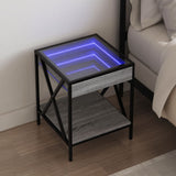 Bedside Table with Infinity LED Grey Sonoma 40x40x49 cm 3284099