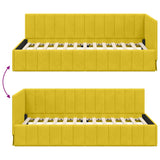 Corner Bed Frame with Headboard Yellow 100 x 200 cm Velvet 42016323