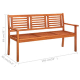 Bench Natural Brown Solid Eucalyptus Wood Large Durable 44399