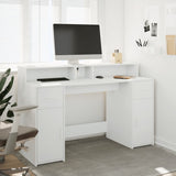 ZNTS Desk with LED Lights White 140x55x91 cm Engineered Wood 3309420