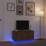 TV Cabinet with LED Lights Brown Oak 100x41x50 cm 861415