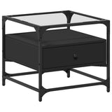 Coffee Table with Glass Top Black 50x50x45 cm Steel 846049
