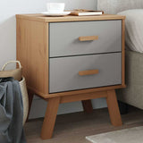 Bedside Cabinet OLDEN Grey and Brown Solid Wood Pine 358583