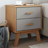 Bedside Cabinet OLDEN Grey and Brown Solid Wood Pine 358583