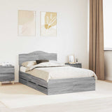 Bed Frame with Drawer Grey Sonoma 120 x 200 cm Engineer Wood 3413024