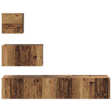 TV Cabinet Set Wall-mounted 4 pcs Old Wood Engineered Wood 3393435