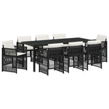 Garden Dining Set 9 pcs Black Powder-Coated Steel 3380648