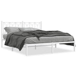 Metal Bed Frame without Mattress with Headboard White 150x200cm 376179