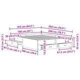 Bed Frame with Drawer Black Oak 160 x 200 cm Engineered Wood 3333965