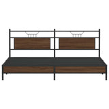 Metal Bed Frame without Mattress Brown Oak 193x201 cm 3325129