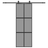 Sliding Door with Hardware Set Black 76x205 cm Tempered Glass 3375886
