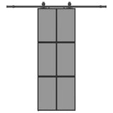 Sliding Door with Hardware Set Black 76x205 cm Tempered Glass 3375886