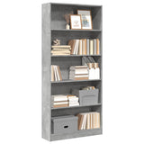 Bookcase Concrete Grey 80x24x176 cm Engineered Wood 857856