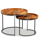 Side Table Set 2 Pieces Solid Mango Wood 244585