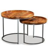 Side Table Set 2 Pieces Solid Mango Wood 244585
