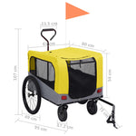 ZNTS 2-in-1 Pet Bike Trailer & Jogging Stroller Yellow and Grey 92442
