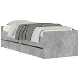 Bed Frame with Drawers without Mattress Concrete Grey 90x190 cm Single 3207353