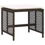 Garden Stools with Cushions 4 pcs Brown 41x41x36 cm Poly Rattan 365051