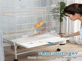 Bird Cage w/ Stand, Toys, Accessories, for Canaries, Finches, White T3398P349819