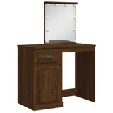 Dressing Table with LED Lights Brown Oak 90x42x132.5 cm 834977