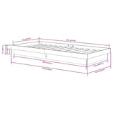 Bed Frame without Mattress Black Solid Wood Small Single 819936