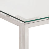 ZNTS Coffee Table Silver Stainless Steel and Tempered Glass 350017