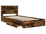 Bed Frame with Headboard Smoked Oak 90 x 190 cm Engineered Wood 3411363