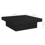 ZNTS Coffee Table Black 90x90x28 cm Engineered Wood 806913