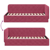 Corner Bed Frame with Headboard Wine Red 100 x 200 cm Velvet 42016547