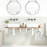 Basin Shelf Wall Mounted Steel and Solid Wood Acacia 3302728
