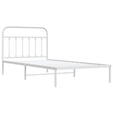 Bed Frame White Powder-Coated Steel Single Bed Frame 352622