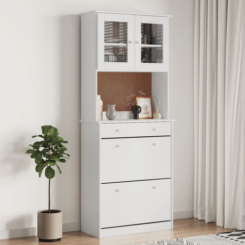 Highboard ALTA White 77x35x188cm Solid Wood Pine 3187778