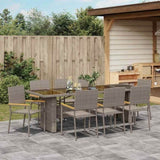 Garden Dining Set 9 pcs Grey Poly Rattan 3365415