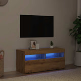 TV Cabinet with LED Lights Artisan Oak 90x35x40 cm Engineered Wood 856308