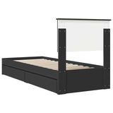 Storage Bed with Headboard Black 75 x 190 cm Engineered Wood 3410848