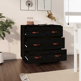 Sideboard Black 80x40x75 cm Solid Wood Pine 820111