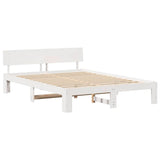 Bed Frame with Headboard White 150 x 200 cm Solid Pine Wood 872648
