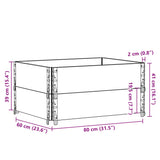 ZNTS Garden Planter Grey 80x60 cm Solid Wood Pine 3295841