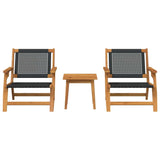 Garden Chairs with Table 3 pcs Black Solid Acacia Wood 3214433
