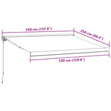 ZNTS Manual Retractable Awning Burgundy 350x250 cm 3215319