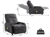 Fabric With 6-Point Massage Heating Function Electric Recliner Black 47732018