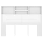 ZNTS Headboard Cabinet High Gloss White 140x19x103.5 cm 811868